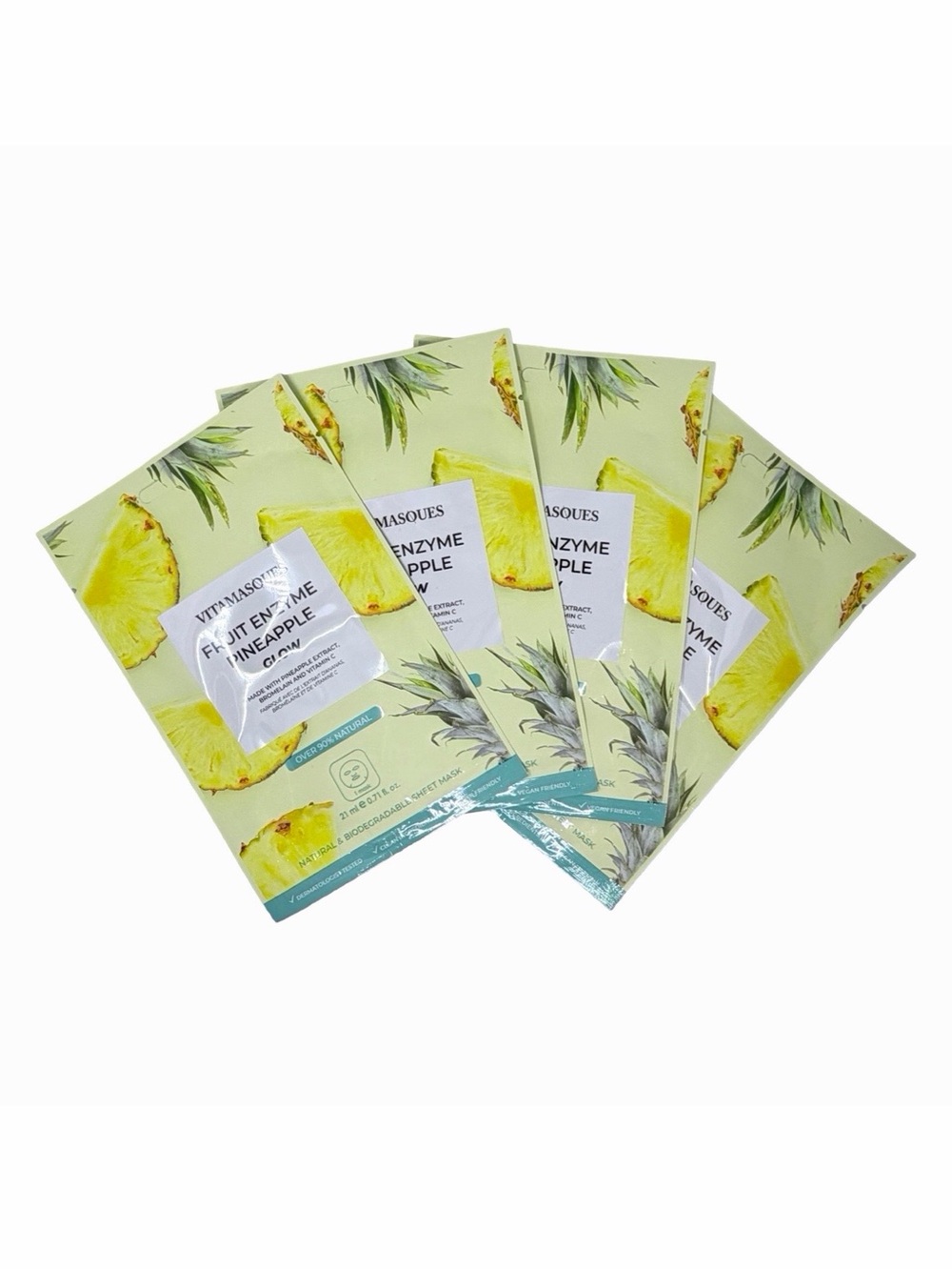 Vitamasques Fruit Enzyme Pineapple Glow Mask - 4 Count - 0.71 fl oz / 21 ml x 4